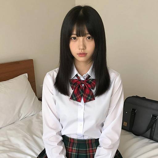 Asian Woman in Stylish Bedroom Setting