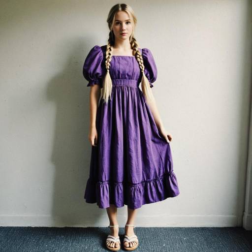 Young Woman in Purple Dress with Long Braided Hair