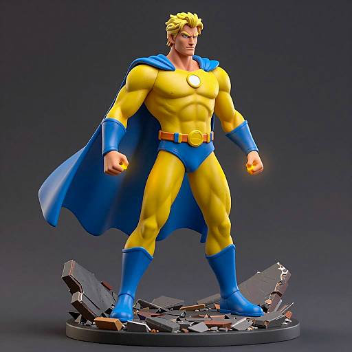 Dynamic Colorful Superhero Statue Display
