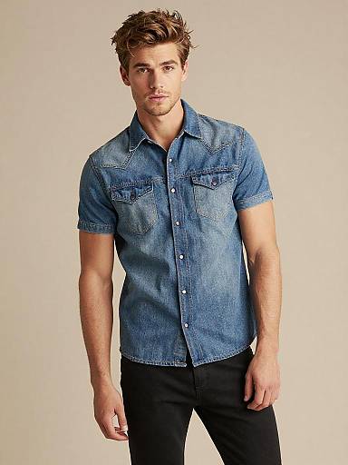 Young Man in Faded Denim Shirt