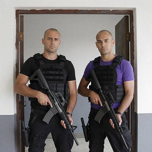 Tactical Duo: Armed Men in Doorway
