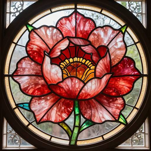 Stained Glass Peony Window Art
