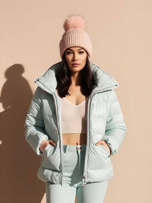 Modern Winter Chic: Pink Puffer Fashion