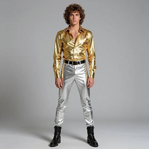 Stylish Male in 80s Disco Costume