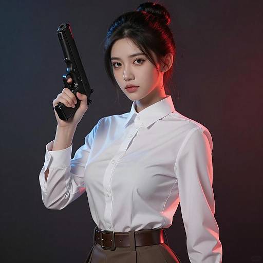 Dramatic Digital Portrait with Firearm