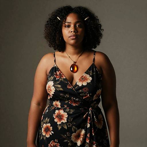 Confident Plus-Size Chiaroscuro Film Portrait