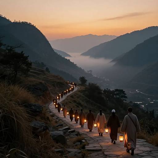 Spiritual Pilgrimage on Misty Mountain Paths
