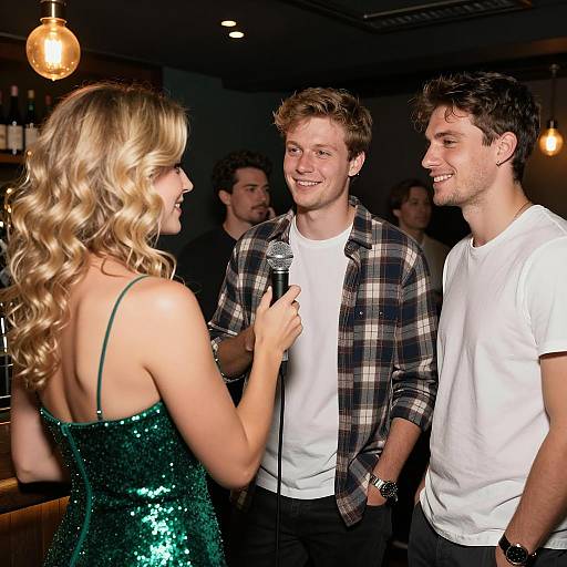 Vibrant Bar Scene with Live Performance