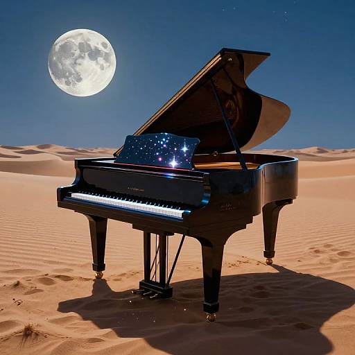 Surreal Dreamscape with Hovering Piano