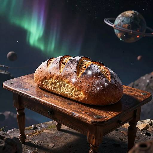 Celestial Bread on Floating Asteroid
