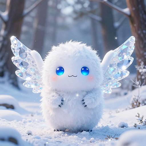 Enchanting Fluffy Snow-Crystal Creature