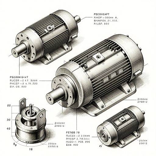 Vintage Engineering Schematics of Electric Motor
