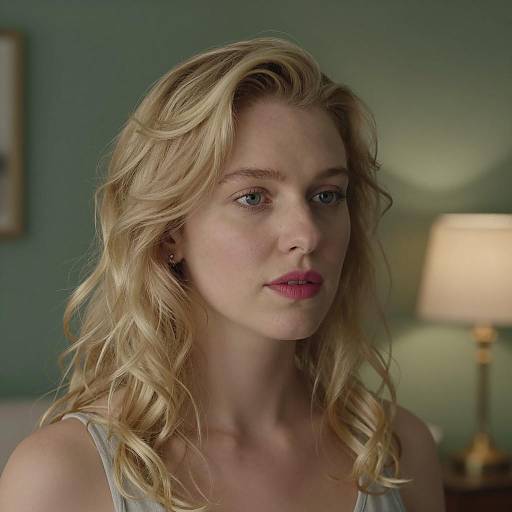 Blonde Woman in Dimly Lit Setting