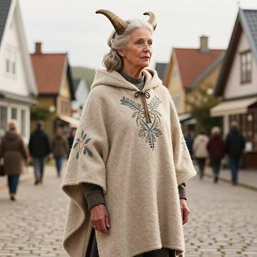 Elderly Viking Woman in Wool Cloak