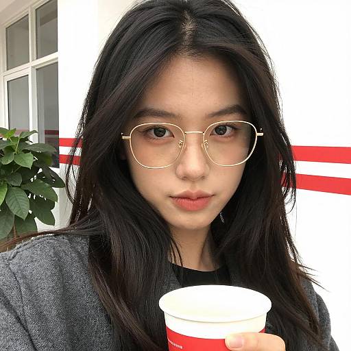 Stylish Young Woman Close-Up Selfie