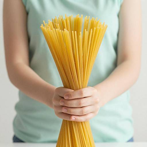 Hands Holding Fresh Spaghetti Noodles