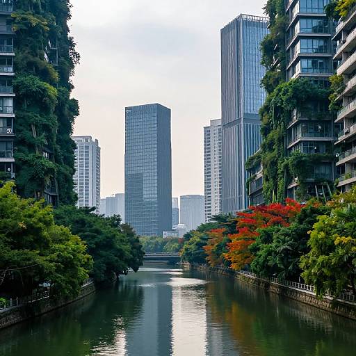Urban Oasis with Autumn Foliage