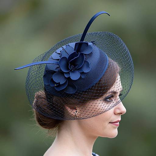 Elegant Navy Fascinator Hat with Veil