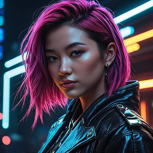 Cyberpunk Portrait of Elegant Humanoid Female