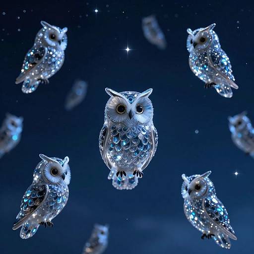 Silent Symphony of Glass-Eyed Owls