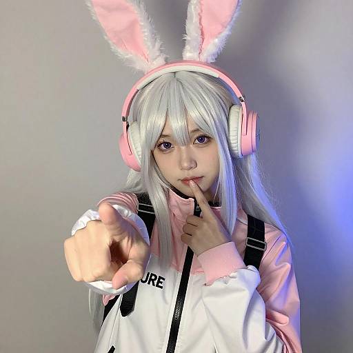 Young Woman with Bunny Ear Headset