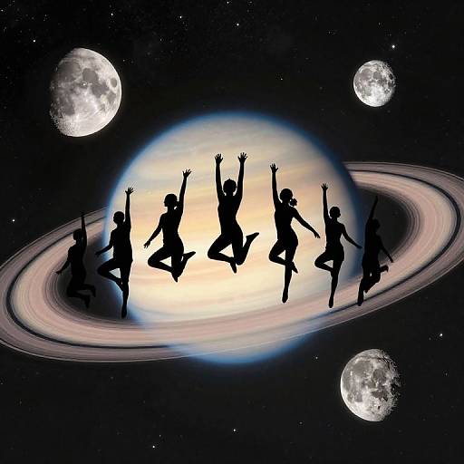 Celestial Dance Beneath Ringed Planet