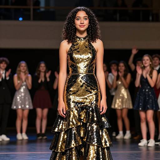 Confident Teen in Sequined Homecoming Gown