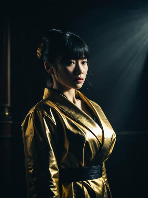 Woman in Golden Kimono Portrait