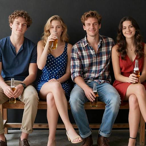 Casual Gathering of Friends on Bench