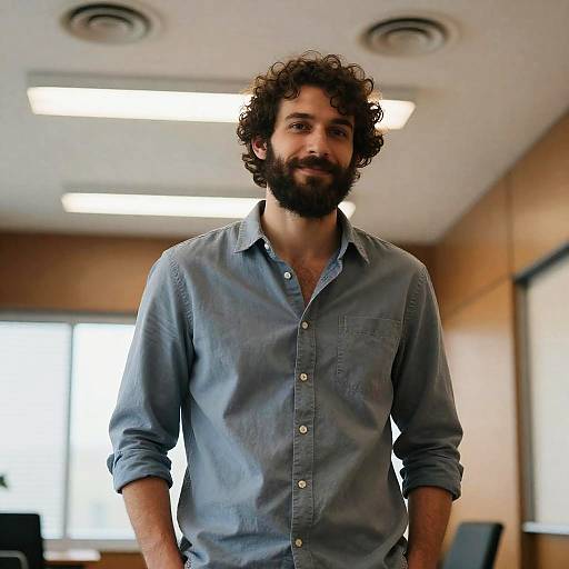 Bearded Man in Modern Room Portrait