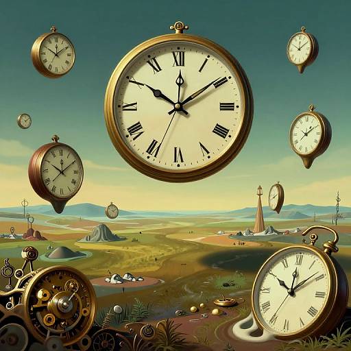 Surreal Dreamscape with Melting Clocks