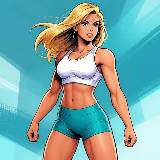 Dynamic Illustration of Athletic Woman