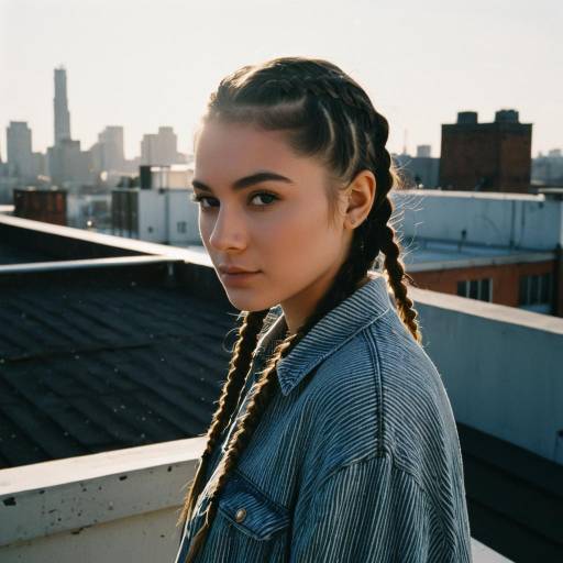 Young Woman with Cornrows on Rooftop