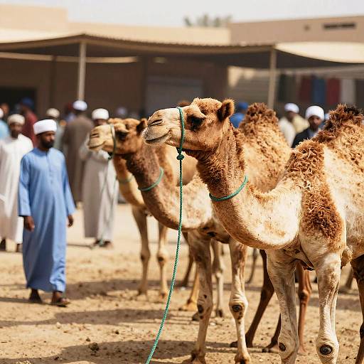 Busy Camel Market Scene
