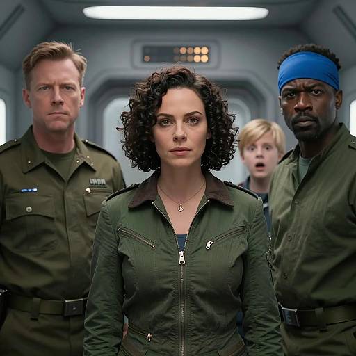 Dynamic Crew Inside a Sci-Fi Spaceship