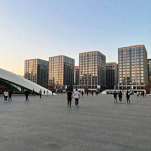 Sunset City Plaza with Modern Architecture