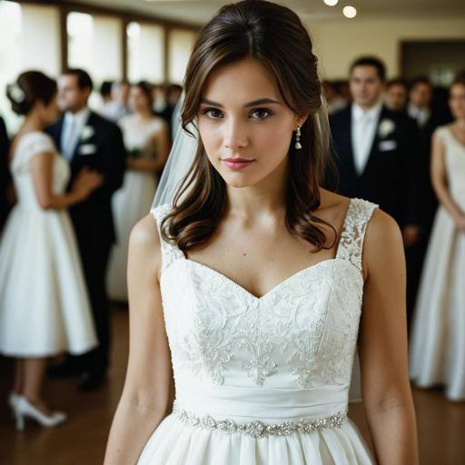 Bride in White Lace Wedding Dress
