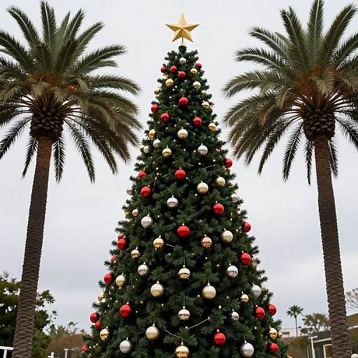 Christmas Tree with Tropical Palm Trees