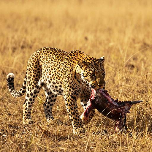 Leopard Hunting in Golden Grassland