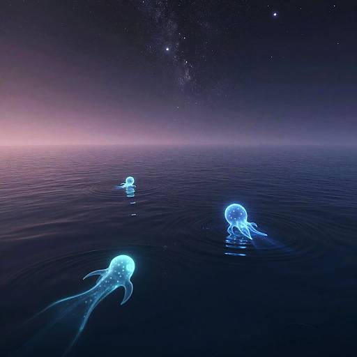 Bioluminescent Cosmic Ocean Serenity