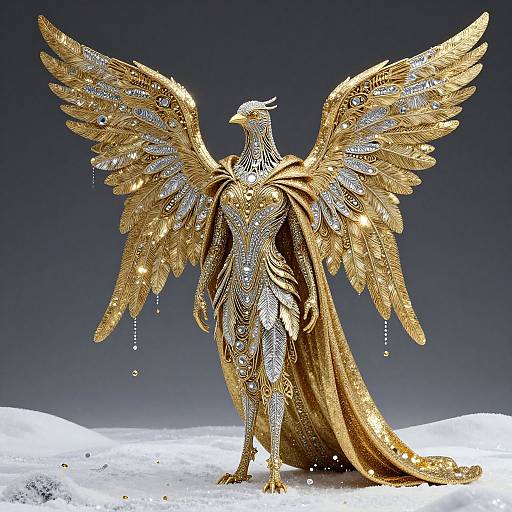 Alien Angel Bird with Sparkling Feathers