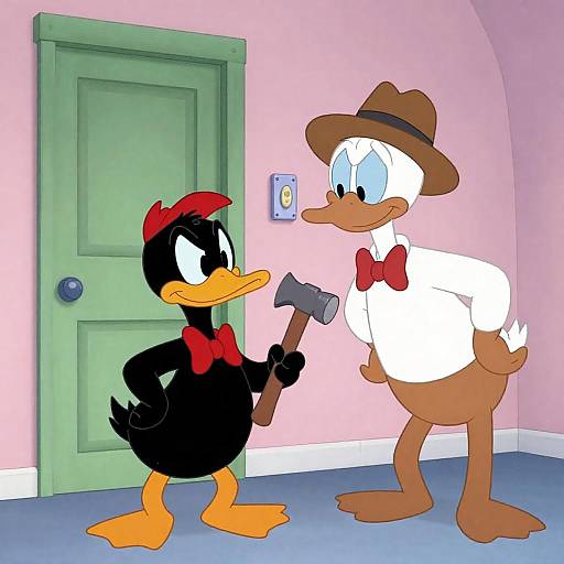Cartoon Scene with Duck Amuck and Mr. Genial