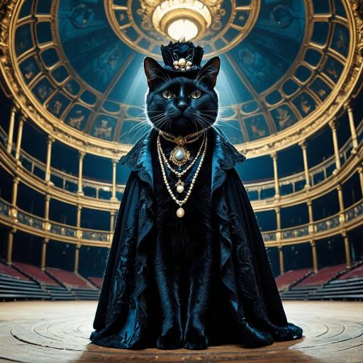 Black Cat in Victorian Masquerade Attire