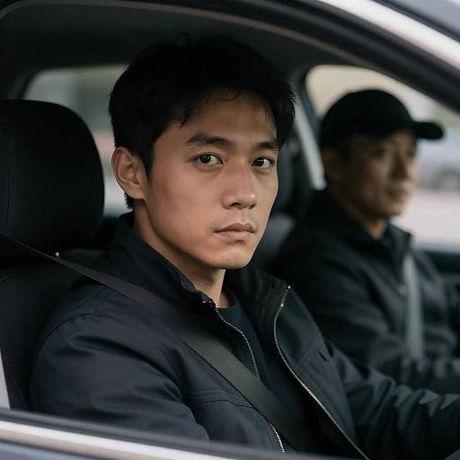 Moody Cinematic Portrait in Dim Car