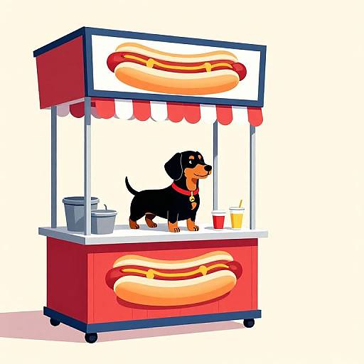 Vintage Dachshund Hot Dog Stand Art