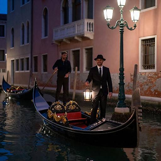 Charming Night Scene in Venice's Canals
