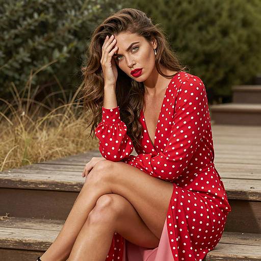 Elegant Woman in Polka Dot Dress