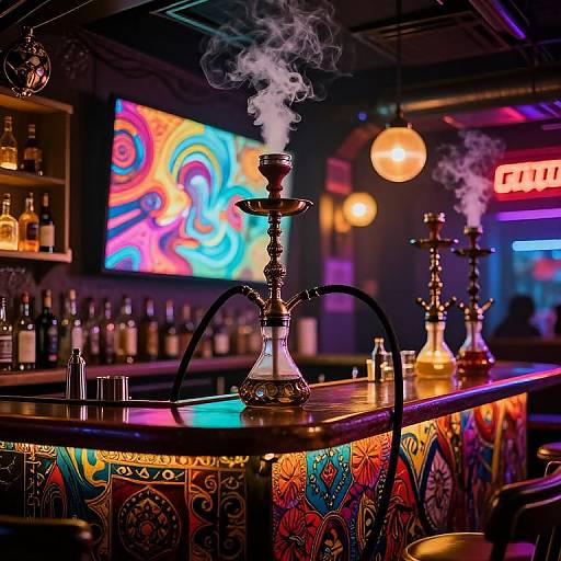 Cyberpunk Shisha Bar Neon Glow