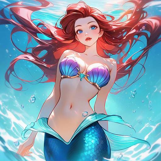 Illustration of Ariel (disney), the little mermaid in the style of Taro (tontaro)
