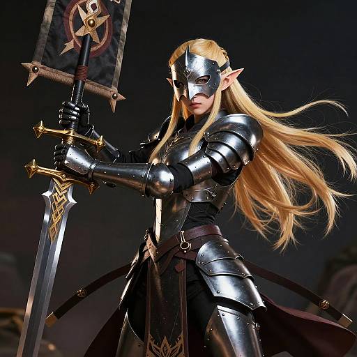Elf Warrior in Battle Armor with Greatsword